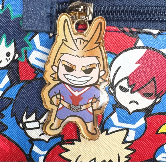My Hero Academia All Might Chibi Mini Backpack Navy Blue Faux Leather Wing - Picture 3 of 13